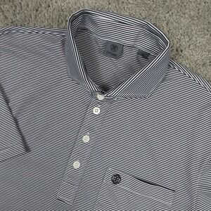 G/FORE Polo Shirt Mens Small Black White Purple Striped Peformance Golf Stretch